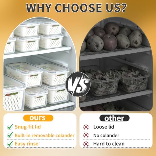 Salad Storage Containers for Refrigerator, 3 Pack