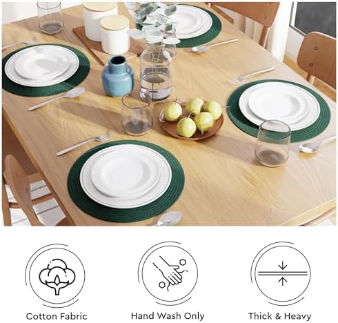 Encasa XO Placemats, Round Cotton Dining Table Mats 13"