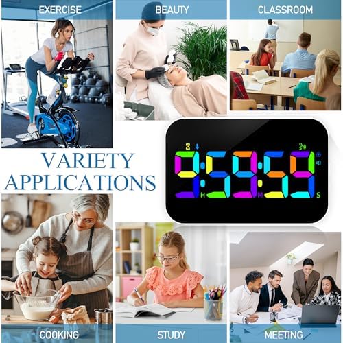 Kitchen LED Digital Timer Rechargeable, RGB Count Down Up Digital