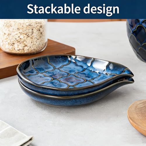 Spoon Rests, 6 inch Large Ceramic Spoon Holder for Kitchen Counter