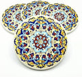 Mandala 4 Inches Round Absorbent Ceramic Coasters Set of 4, Boho