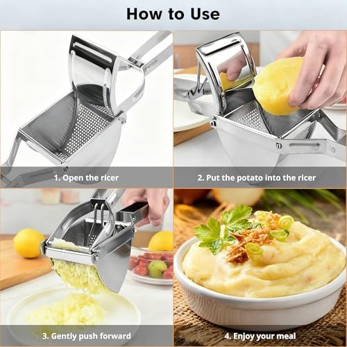 Potato Ricer, METLUCK Large 22oz Potato Ricer Potato Masher Stainless