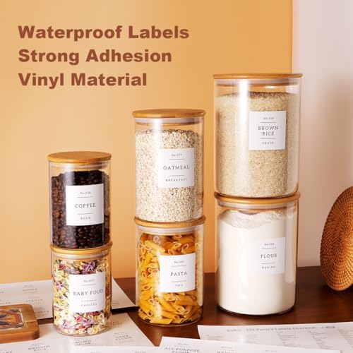 CZZGSM Set of 6 Glass Flour and Sugar jars with 132 Kitchen Pantry