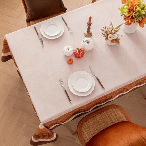 Romanstile Fall Thanksgiving Rectangle Tablecloth 60 x 84 Inch, Orange