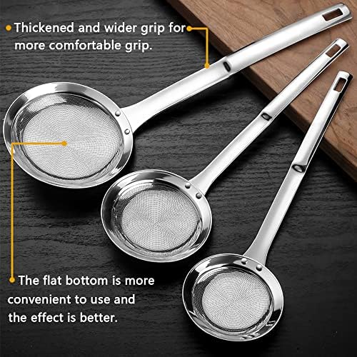 3Pack Sieve Fine Mesh Strainer Set Stainless Steel Metal Flat Cooking