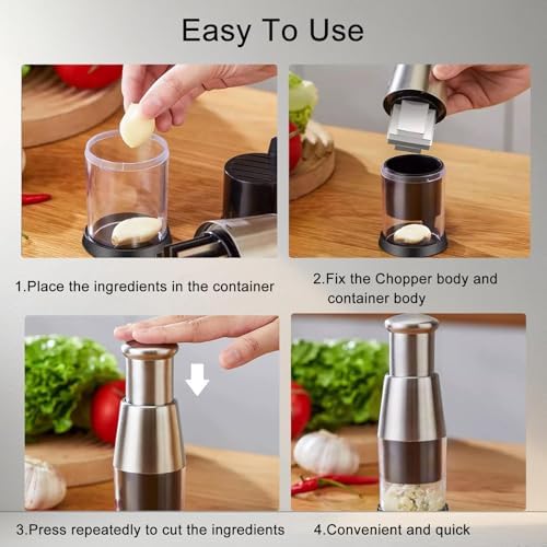 Manual Garlic Press Chopper, Stainless Steel, 1 PCS