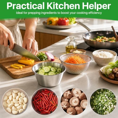 4 Pcs Mini Colander & Food Strainer with Fork & Spoon, 304 Stainless