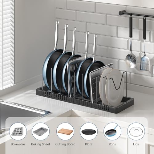 PanPanPal Pots and Pans Organizer under Cabinet, Expandable Pot Lid