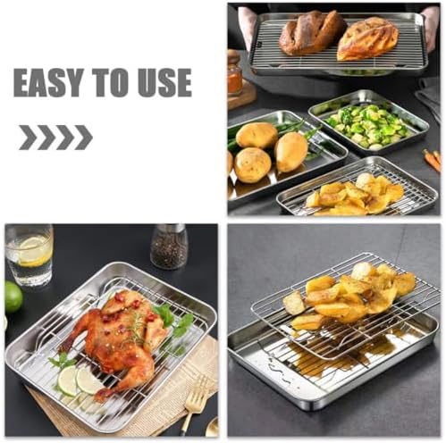 Baking Sheet with Cooling Rack Stainless Steel Set, 2 Sets Oven Pan