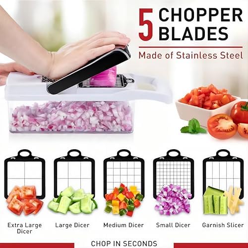 25-in-1 Vegetable Chopper with Container, Interchangeable Blades