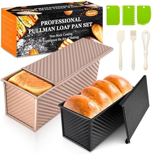 Pullman Loaf Pan with Lid, 2 Pack 2.2 LB & 1 LB Dough Capacity