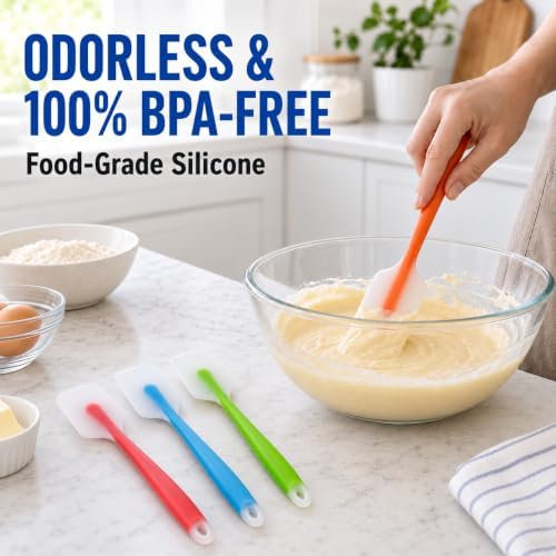 HiramWare Silicone Spatula Set of 4, Heat Resistant, Food Grade