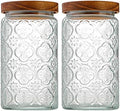 35oz/1000ml Glass Storage Jars with Nature Wood Lids, Airtight Food