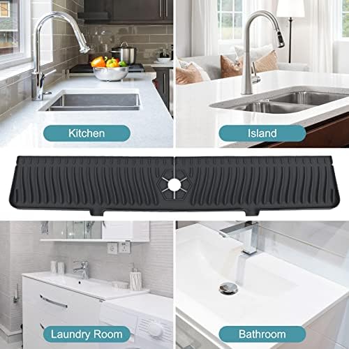 30 Inch Longer Faucet Mat for Kitchen Sink, Silicone Sink Faucet Mat