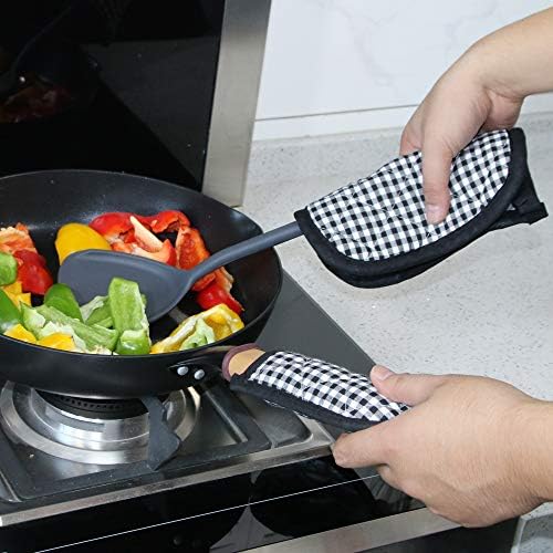 5-Piece Black Cotton Pot Holder Set for Kitchen
