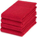 DecorRack Waffle Weave Kitchen Towels 16x27 in, Red (4 Pack)