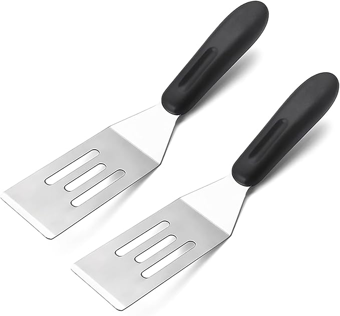 【2 Pack】 Small Metal Spatula Set, Mini Stainless Steel Serving Spatulas by Kunovo