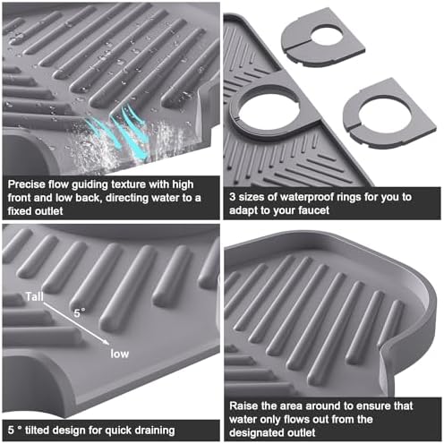Faucet Mat for Kitchen Sink,6° Slope Sink Splash Guard,Splash Guard