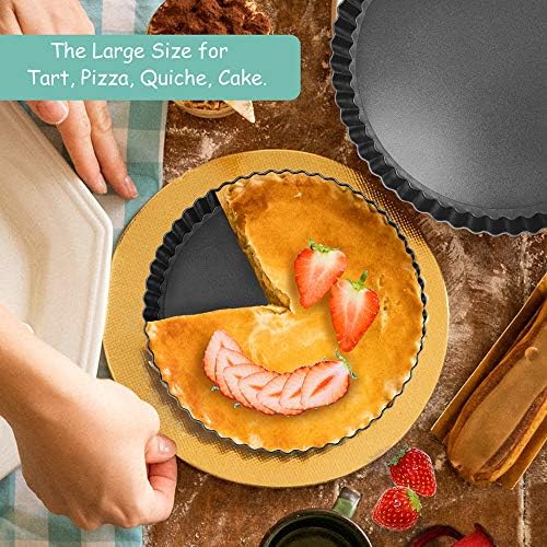 TORASO 11Inch, 9 Inch and 4 Inch Tart Pan with Removable Bottom, 2 Pcs