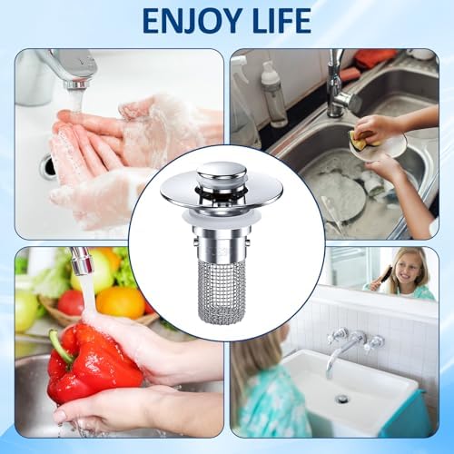 6 Pcs Bathroom Sink Drain Strainer 1.25"/1.5" Drain Hoses 2.6 Inches
