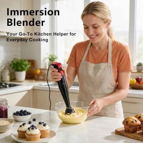 Immersion Blender Handheld, Electric Corded Hand Blender, 15000RPM