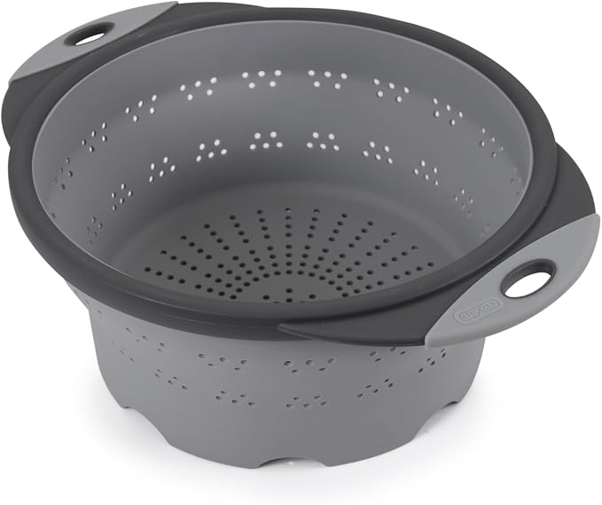Dexas 10" Collapsible Silicone Colander in Cool Grey, Kitchen Strainer - Image 2