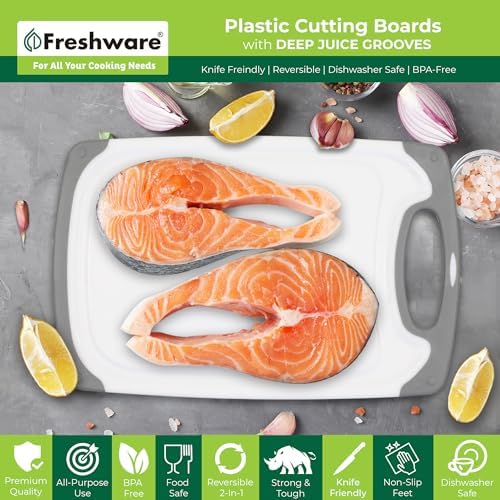 Freshware Cutting Boards for Kitchen, Chopping Board 3-Pack with