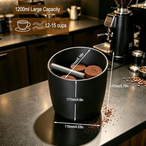 Espresso Knock Box,1.2L Large Capacity Coffee Knock Box with