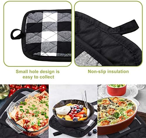 Patelai 7 Pieces Buffalo Check Towels, Pot Holders and Oven Mitts