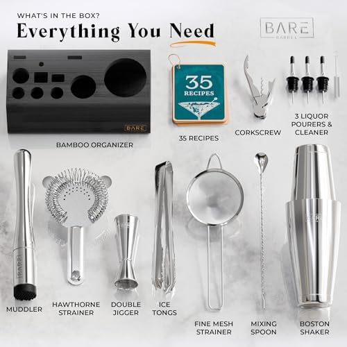 BARE BARREL® Mixology Bartender Kit Bar Set | 14-Piece Cocktail Shaker