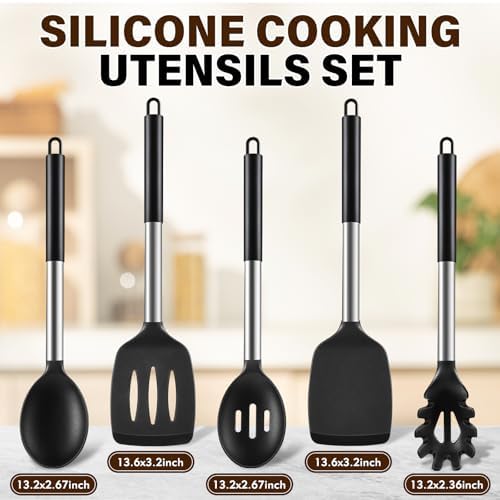 5Pcs Silicone Cooking Utensils Set, Black