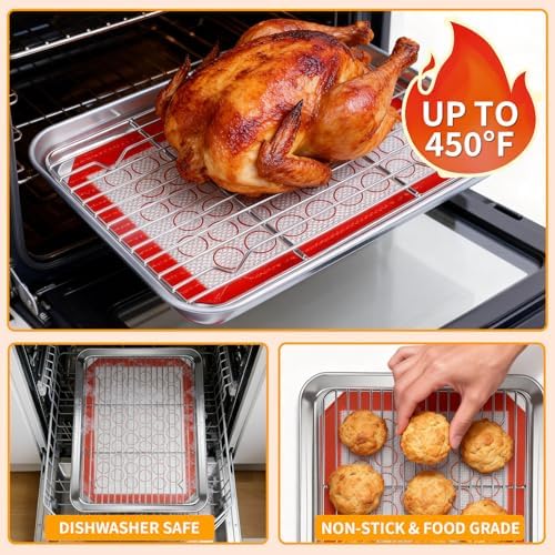 CEKEE Stainless Steel Baking Sheet Pan Set, 12-Piece