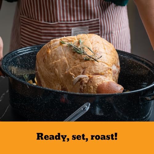 Granite Ware 19 inch oval roaster with Lid, V Rack included