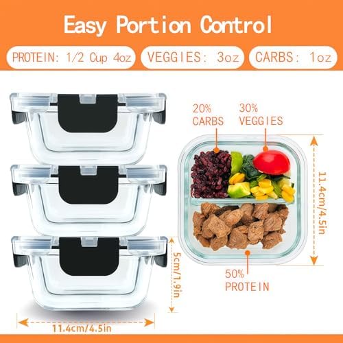3-Pack 8 oz Glass Snack Containers