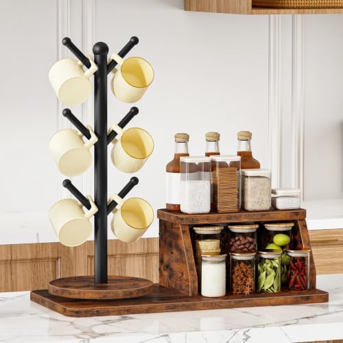 HOOBRO Mug Holder Tree, 360° Rotating, Coffee Cup Holder with 6 Metal
