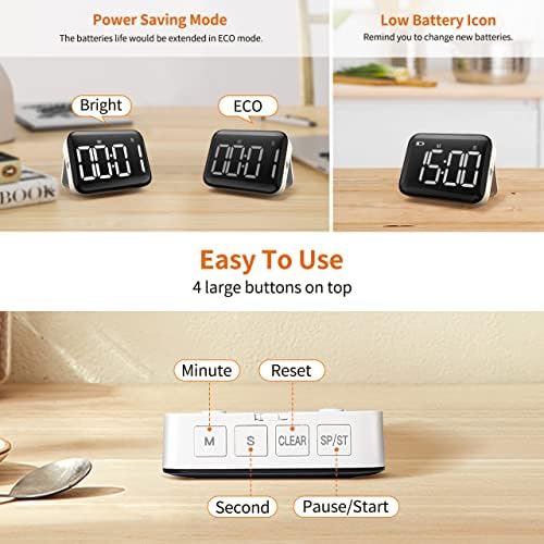 Digital Kitchen Timer, Magnetic Large Display