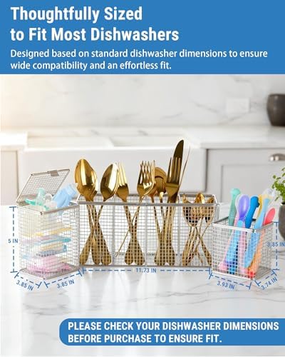 3-in-1 Dishwasher Silverware Basket Set, 304 Stainless Steel