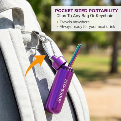 Collapsible Stainless Steel Straw, Reusable Metal Drinking Straw with