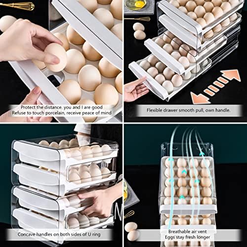 Egg Holder 40 Grids Egg Storage Drawer Container for Fridge Clear