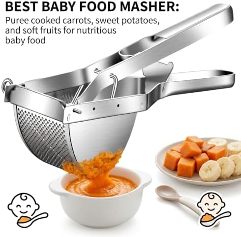 Potato Ricer Stainless Steel with Dough Scraper, Ricer for Mashed