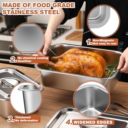 3 Pack 4 Inch Lasagna Baking Pans with Lids