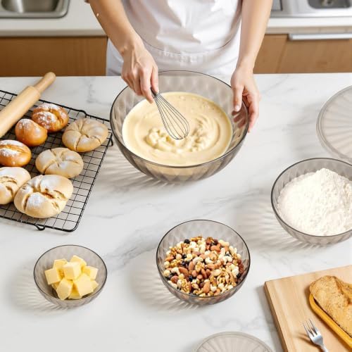 Plastic Mixing Bowls with Lids - 6 Piece Nesting Bowls Set with