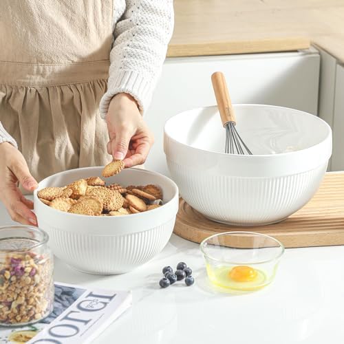 Ceramic Large Mixing Bowls for Kitchen, Set of 2 Big Serving Bowls for