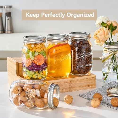Mason Jars 32 oz, 6 Pack, Wide Mouth