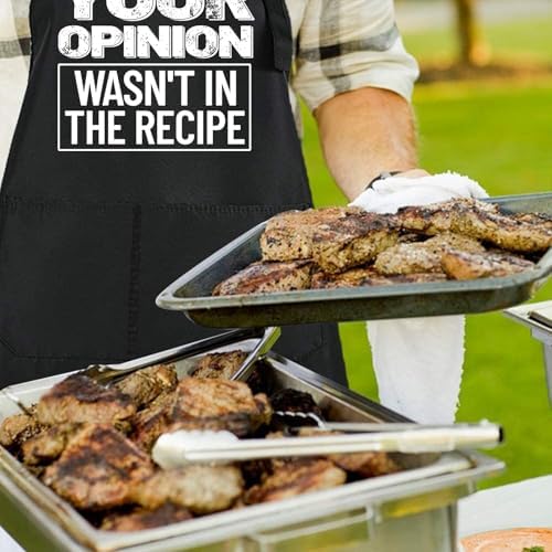 Rosoz Funny BBQ Black Chef Aprons for Men Adjustable Kitchen Cooking