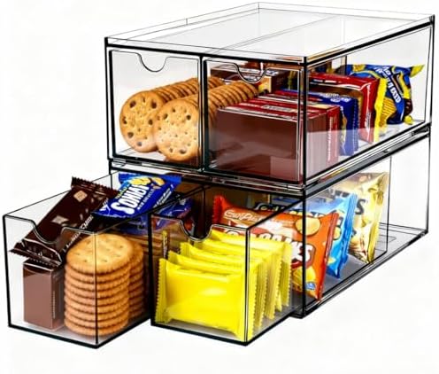 Youngever 4 Pack Plastic Tea Packet Organizers, Stackable Tea Bag