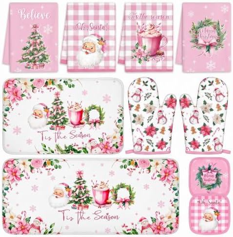 10 Pcs Christmas Kitchen Decor Set, Xmas Vintage Snowman Baking Gifts