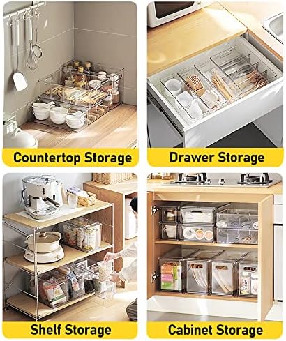 4 Pack Refrigerator Organizer Bins, 2 Large + 2 Small