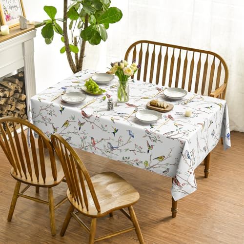 Horaldaily Spring Summer Tablecloth 60 x 84 Inch Rectangular Birds