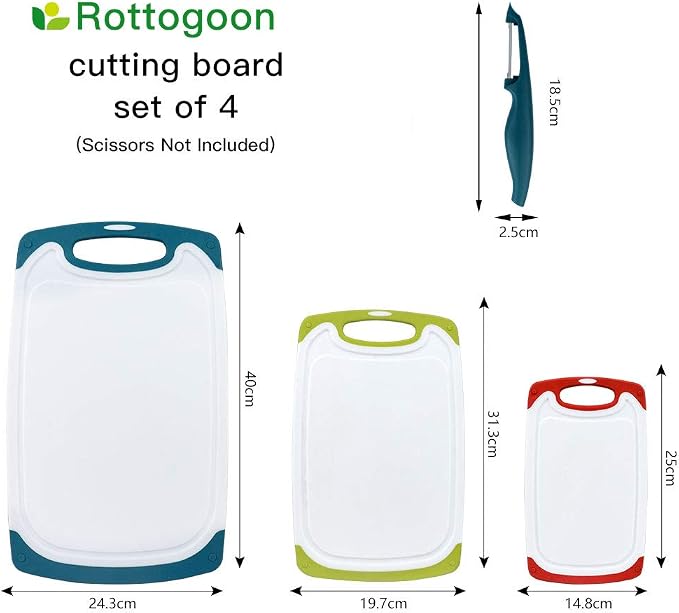 Cutting Boards for Kitchen, Plastic Chopping Board Set of 4 - Image 2